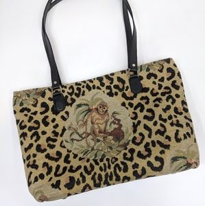 Raviani rare animal print monkey tapestry handbag